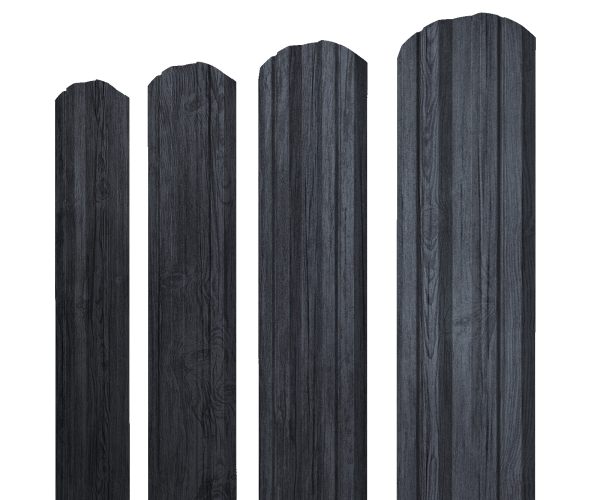 Штакетник Twin фигурный 0,45 Print Premium Grey Wood TwinColor