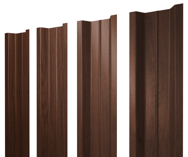 Штакетник П-образный В с прямым резом 0,45 Print Elite Choco Wood TwinColor