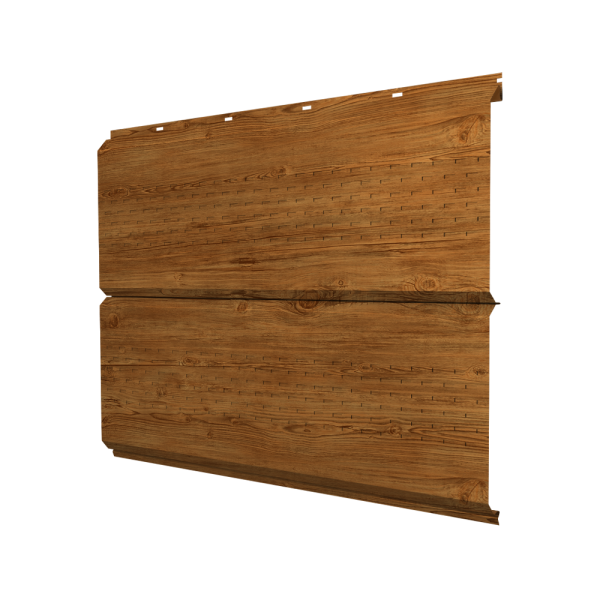 Софит ЭкоБрус new c перфорацией 0,45 Print Elite с пленкой Golden Wood TwinColor