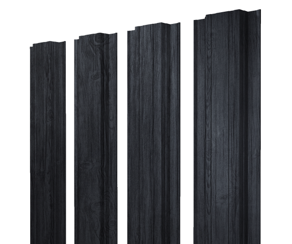 Штакетник Прямоугольный с прямым резом 0,45 Print Premium Grey Wood TwinColor