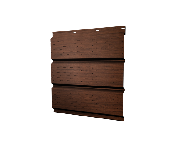 Софит металлический полная перфорация 0,45 Print Elite с пленкой Choco Wood TwinColor