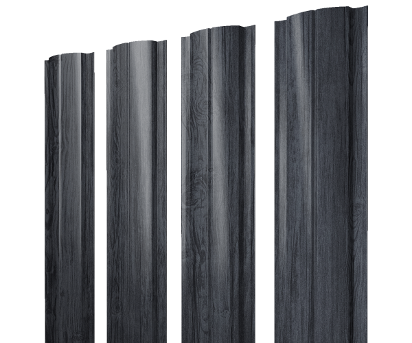 Штакетник Полукруглый Slim с прямым резом 0,45 Print Premium Grey Wood TwinColor