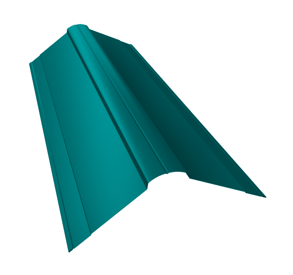 Планка конька фигурного 150x150 0,45 PE с пленкой RAL 5021 водная синь (2м)