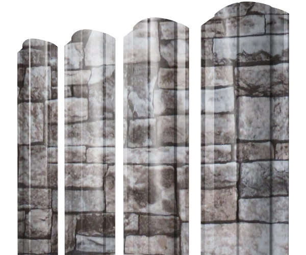 Штакетник Круглый фигурный 0,45 Print Elite Fine Stone TwinColor