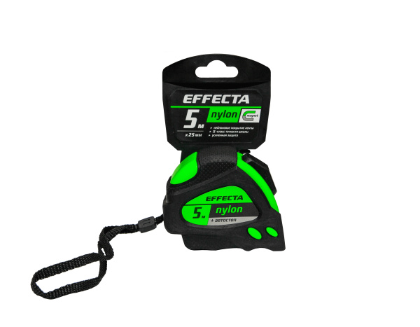Рулетка Effecta Nylon 5м с магнитом, 2 фиксатора (580525)