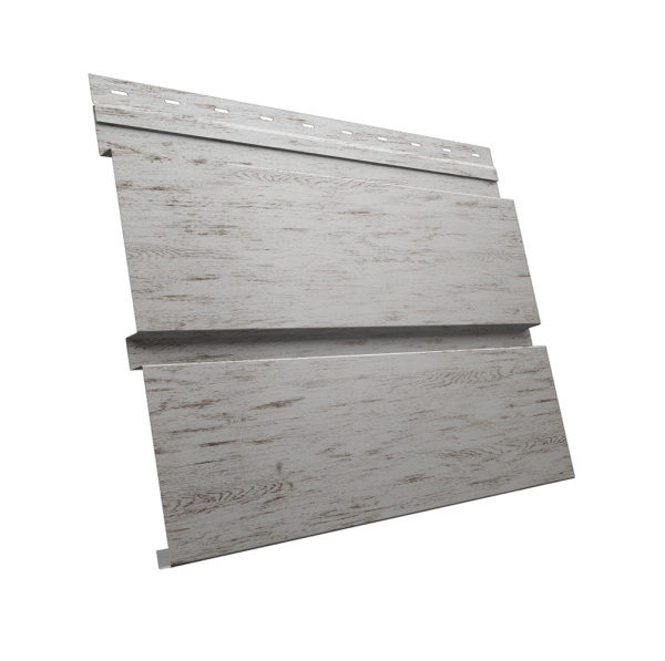 Софит металлический Квадро Брус без перфорации 0,45 Print Elite с пленкой Snow Wood TwinColor