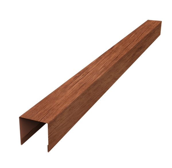 Планка вертикальная лицевая для забора жалюзи Palermo 0,45 Print Premium Rowan Wood Intense FTC (2м)