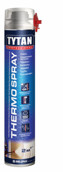 Теплоизоляция Tytan Professional THERMOSPRAY напыляемая полиуретановая профессиональная 870 мл