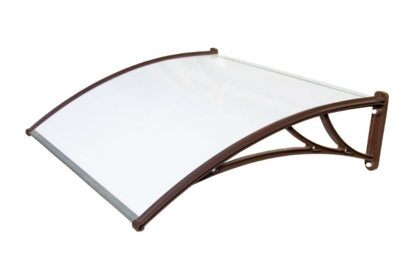 Козырек Krovent из поликарбоната 1500х930х280 молочный (коричневый кронштейн)