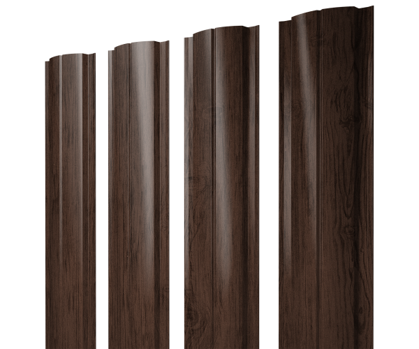 Штакетник Полукруглый Slim с прямым резом 0,45 Print-Double Premium Antique Wood