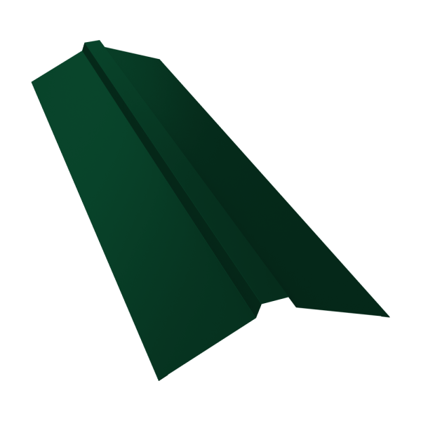 Планка конька прямоугольного 115х30х115 0,5 Satin с пленкой RAL 6005 зеленый мох (3м)