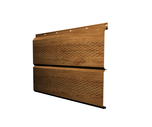 Софит ЭкоБрус с перфорацией 0,345 Grand Line 0,45 Print Elite с пленкой Golden Wood TwinColor