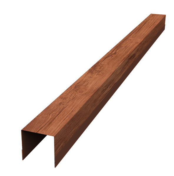 Планка вертикальная обратная для забора жалюзи Palermo 0,45 Print Premium Rowan Wood Intense FTC (2м)