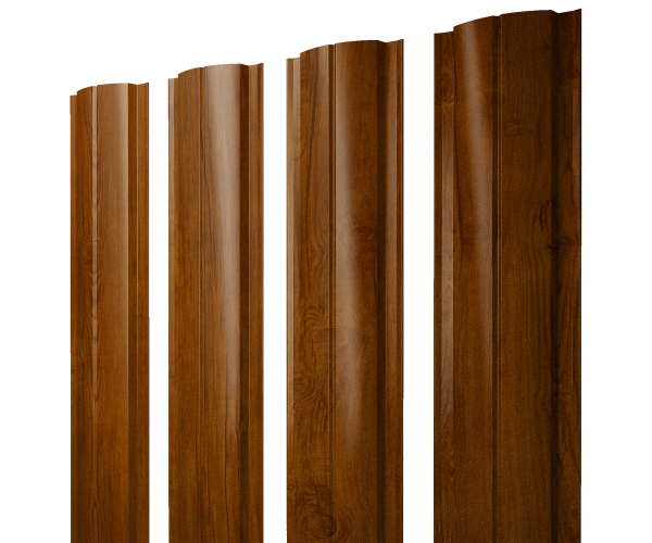 Штакетник Полукруглый Slim с прямым резом 0,45 Print Premium Golden Wood Intense FTC