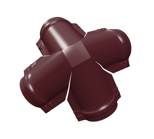 Четверник конька полукруглого 0,5 Satin с пленкой RAL 3005 красное вино