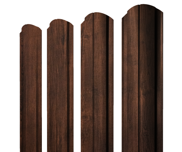 Штакетник Полукруглый Slim фигурный 0,4 Print Premium Cherry Wood Dark FTC