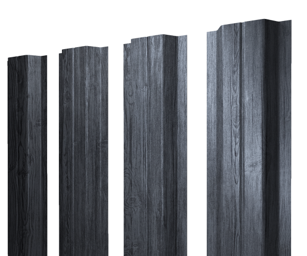 Штакетник П-образный A с прямым резом 0,45 Print Premium Grey Wood TwinColor