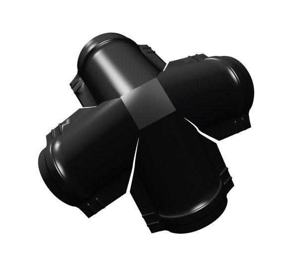 Четверник конька полукруглого 0,5 Satin с пленкой RAL 9005 черный