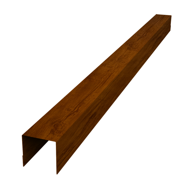 Планка вертикальная обратная для забора жалюзи Palermo 0,45 Print-double Premium Golden Wood Intense F (2м)
