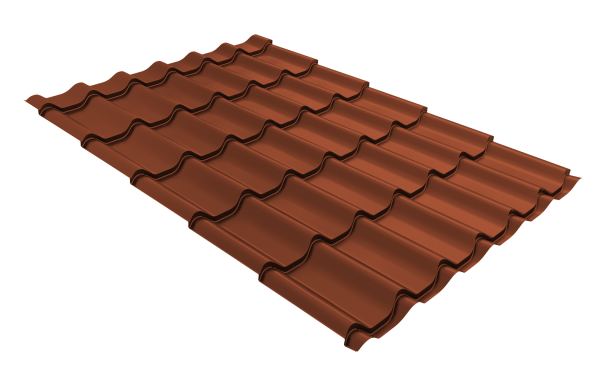 Металлочерепица Классик ("Classic") v02 0,5 Satin RAL 8004 терракота