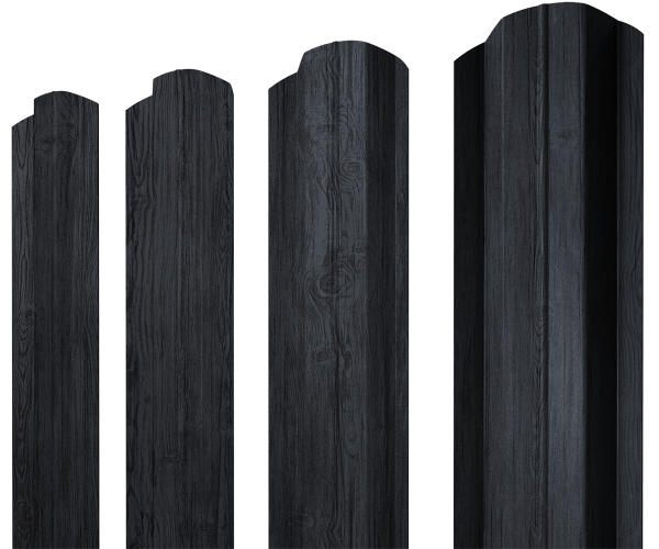 Штакетник М-образный B фигурный 0,45 Print Premium Grey Wood TwinColor