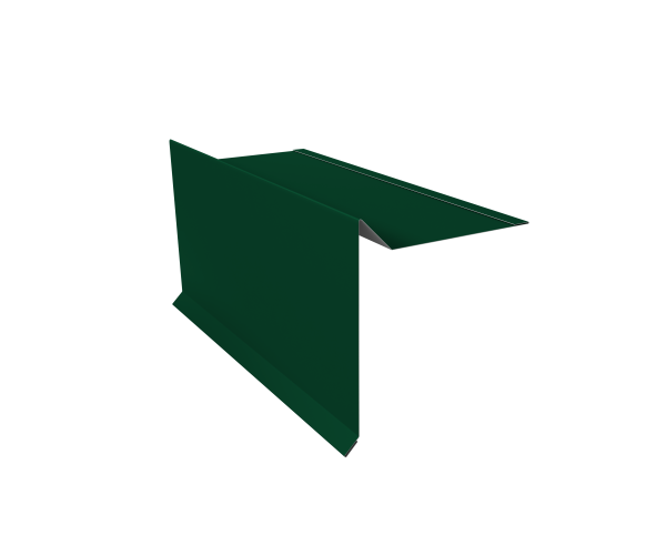 Планка ветровая с отгибом для мягкой кровли 100х20х70 0,5 Satin с пленкой RAL 6005 зеленый мох (3м)