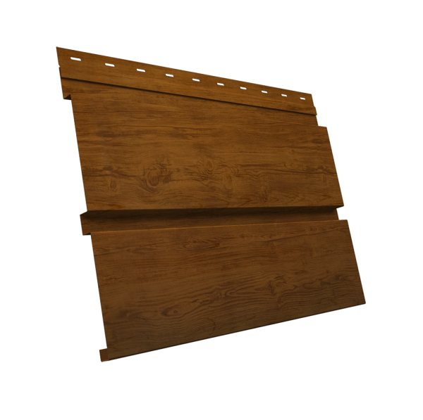 Софит металлический Квадро Брус без перфорации 0,45 Print Elite с пленкой Golden Wood TwinColor