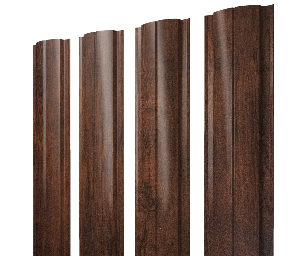 Штакетник Полукруглый Slim с прямым резом 0,45 Print Premium Cherry Wood Dark FTC